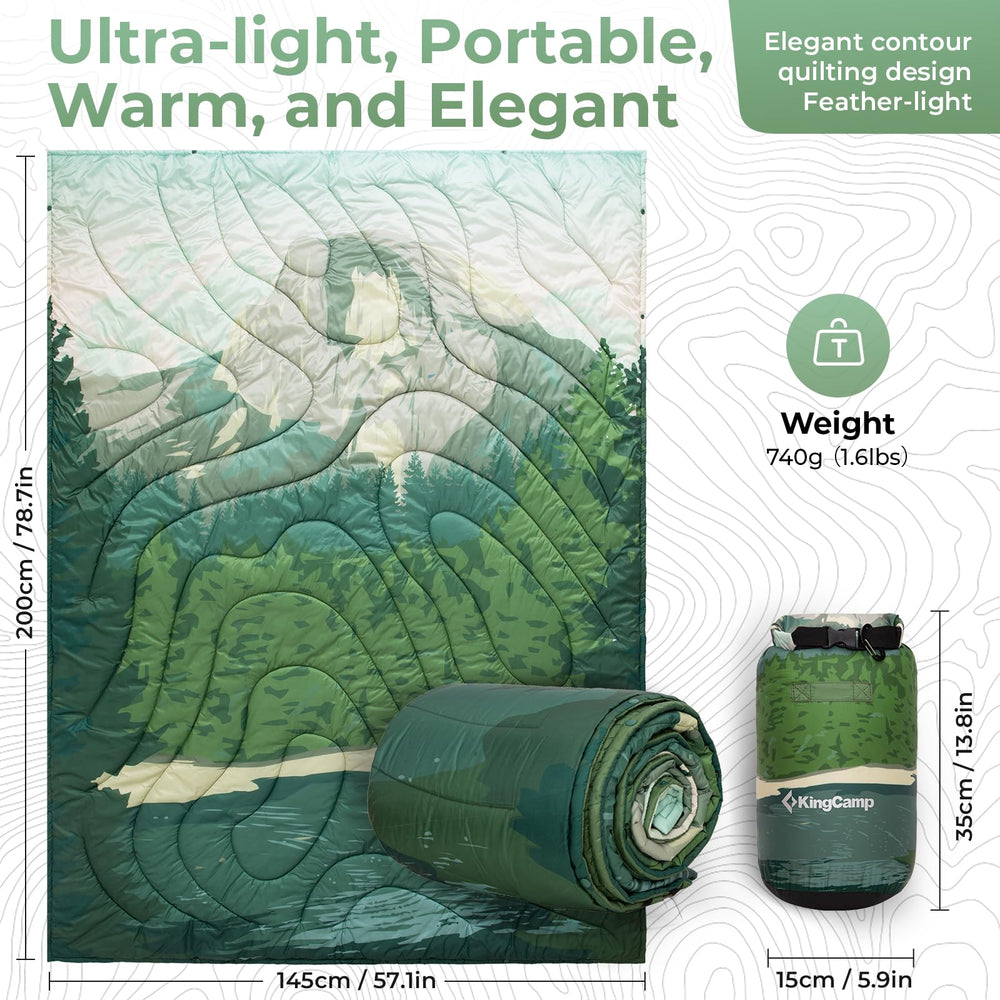 KingCamp ultralight blanket care demonstrates machine washable convenience.