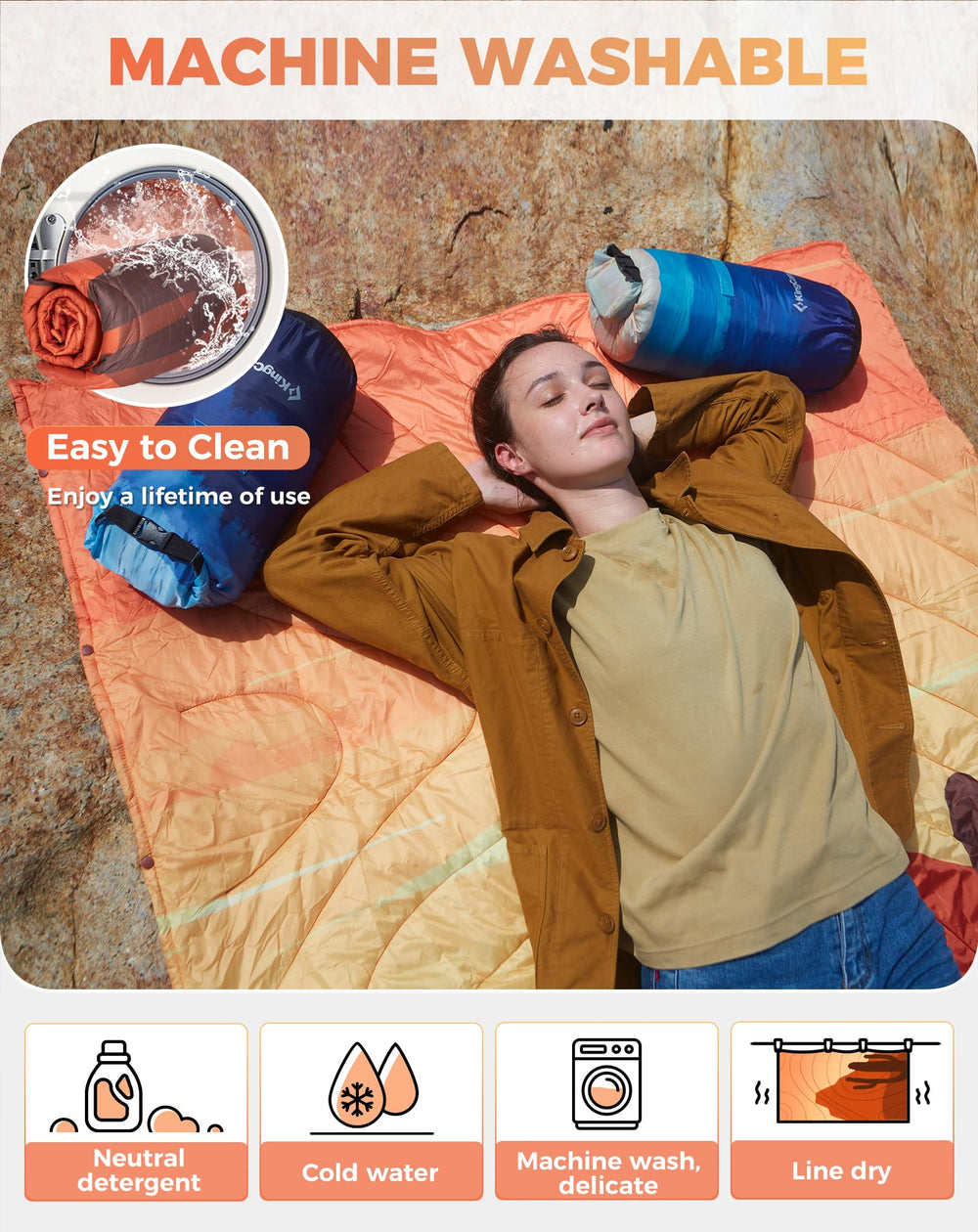 KingCamp ultralight blanket care-ready and pet-hair resistant for easy upkeep