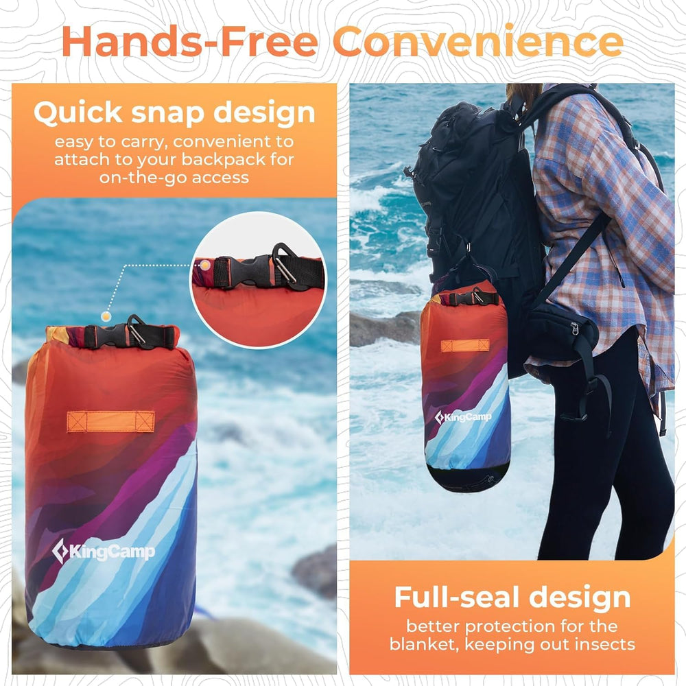 KingCamp Ultralight Blanket features a DWR shell for light rain and wind