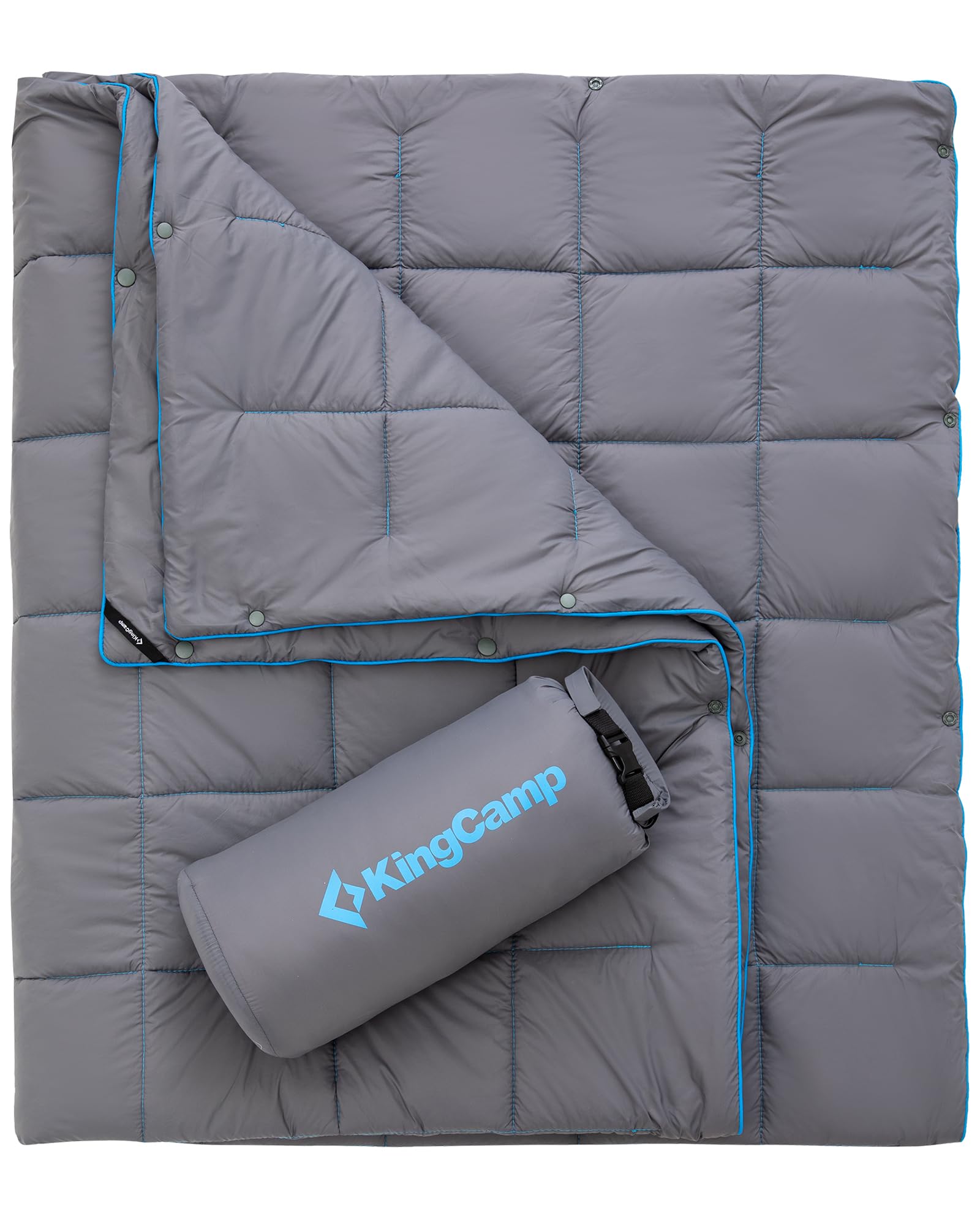 KingCamp ultralight blanket folded in pack offers portable warmth for hikes.