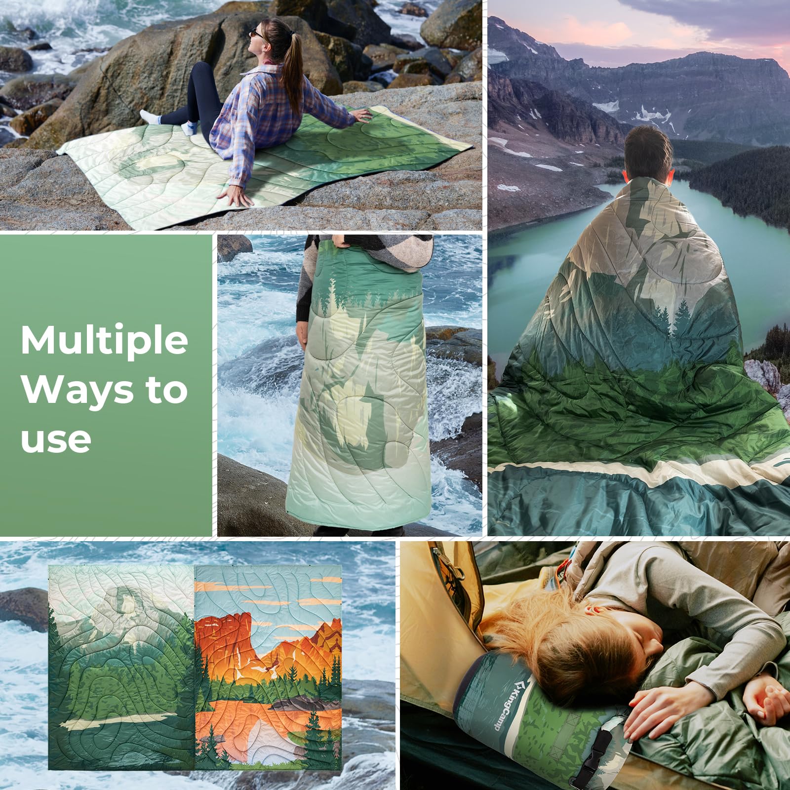 KingCamp ultralight blanket in a picnic setting doubles as a travel throw.
