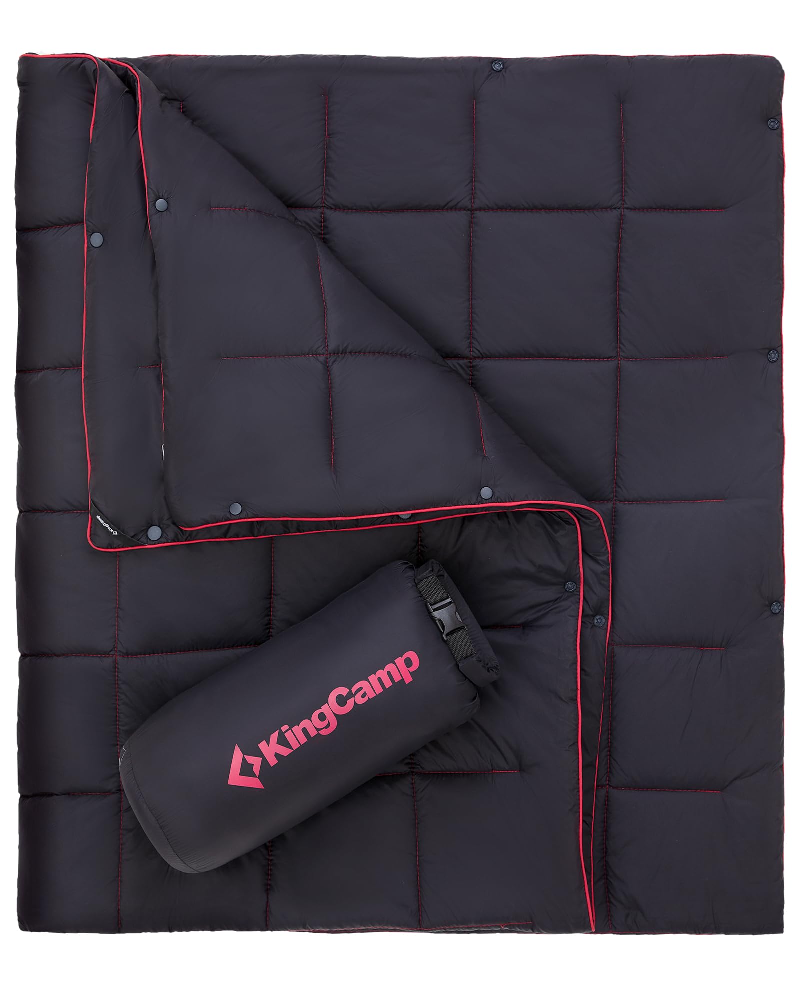 KingCamp ultralight blanket packed in its stuff sack for easy travel.