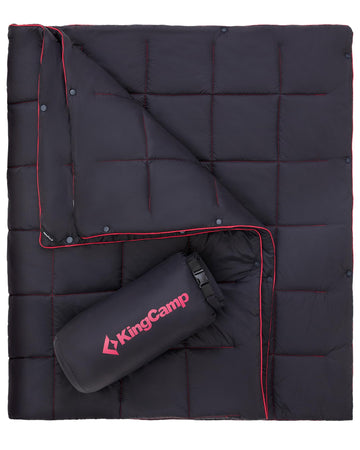 KingCamp ultralight blanket packed in its stuff sack for easy travel.
