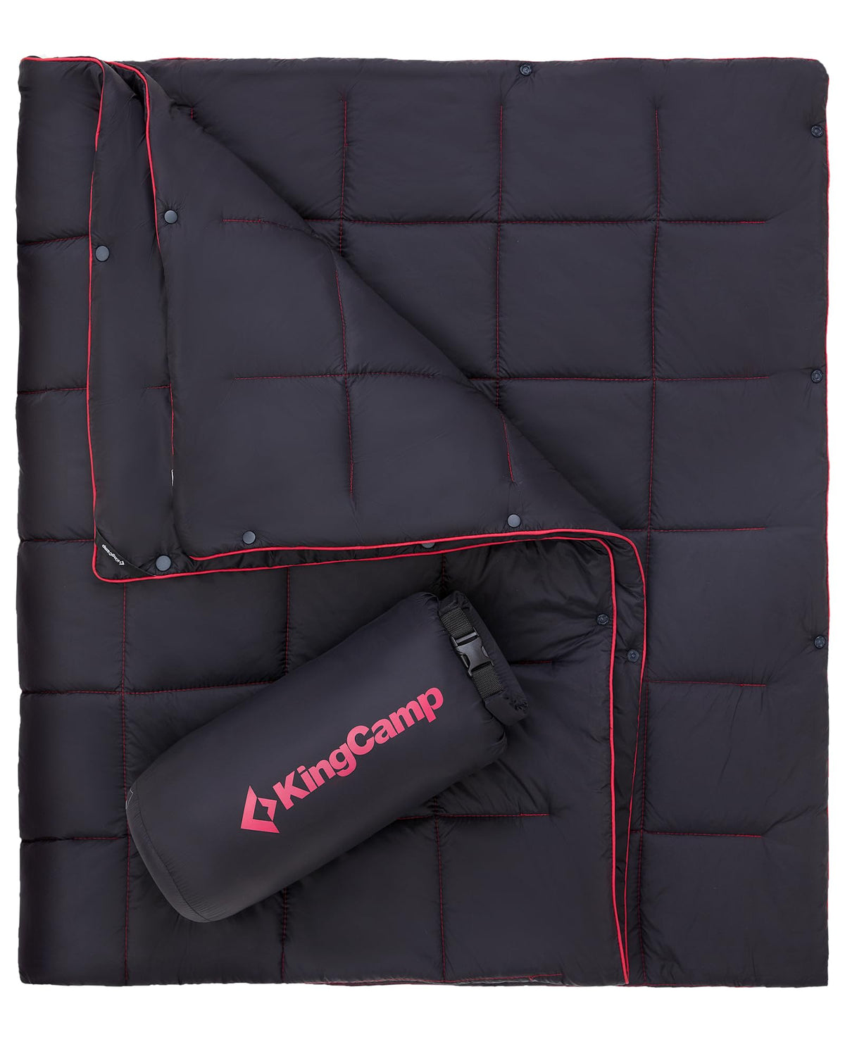 KingCamp ultralight blanket packed in its stuff sack for easy travel.