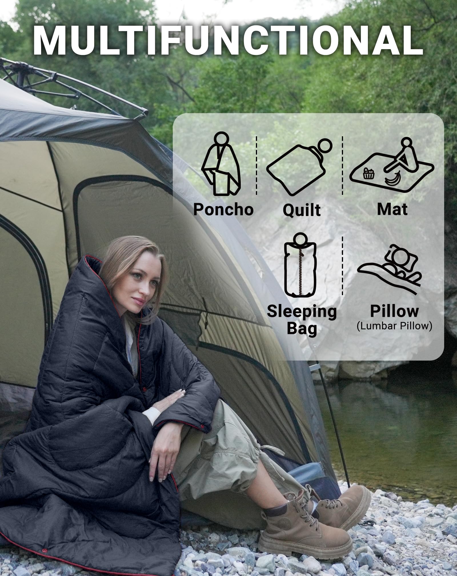 KingCamp ultralight blanket used as a picnic mat outdoors.