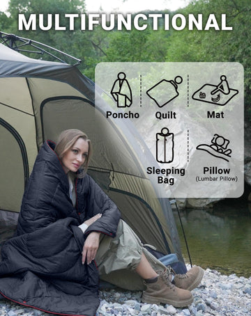KingCamp ultralight blanket used as a picnic mat outdoors.