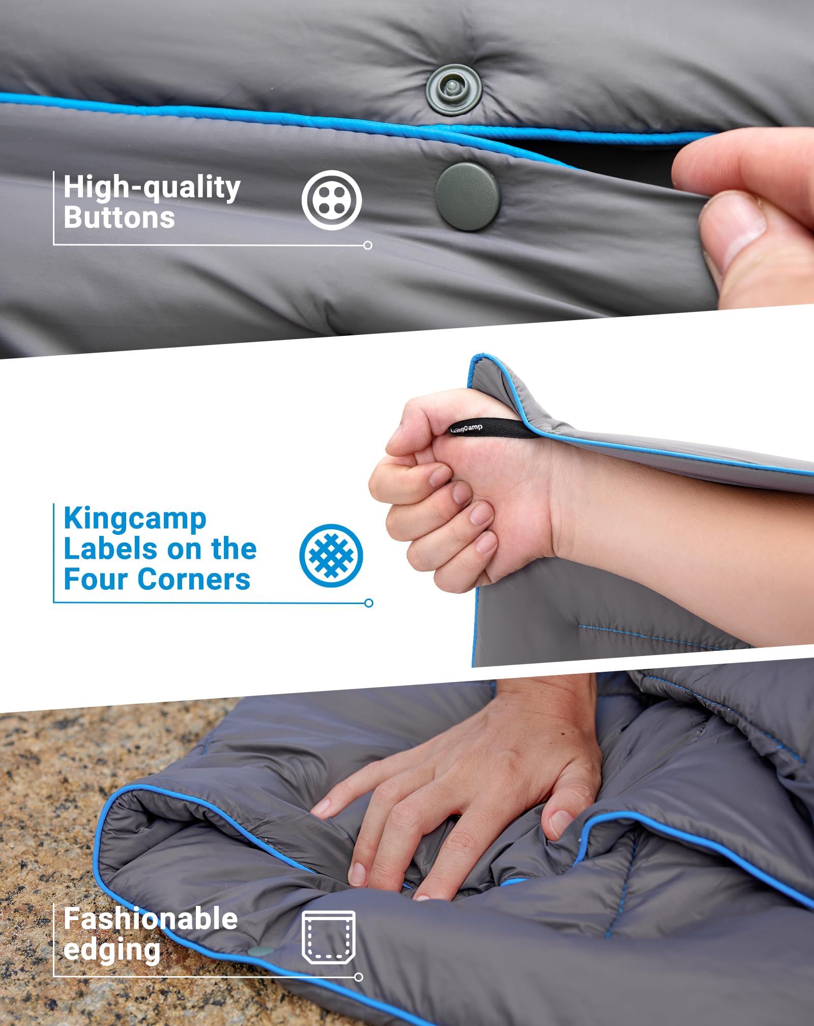 KingCamp ultralight blanket laid as a picnic mat for outdoor meals.