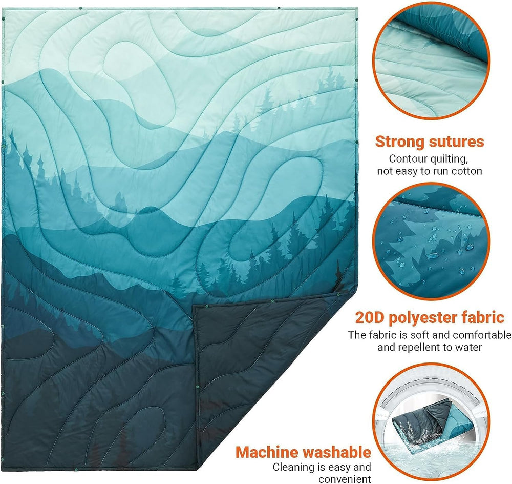KingCamp blanket shell closeup shows windproof, water-repellent protection