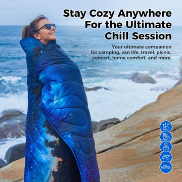 KingCamp ultralight blanket with snaps for secure, wearable layering.