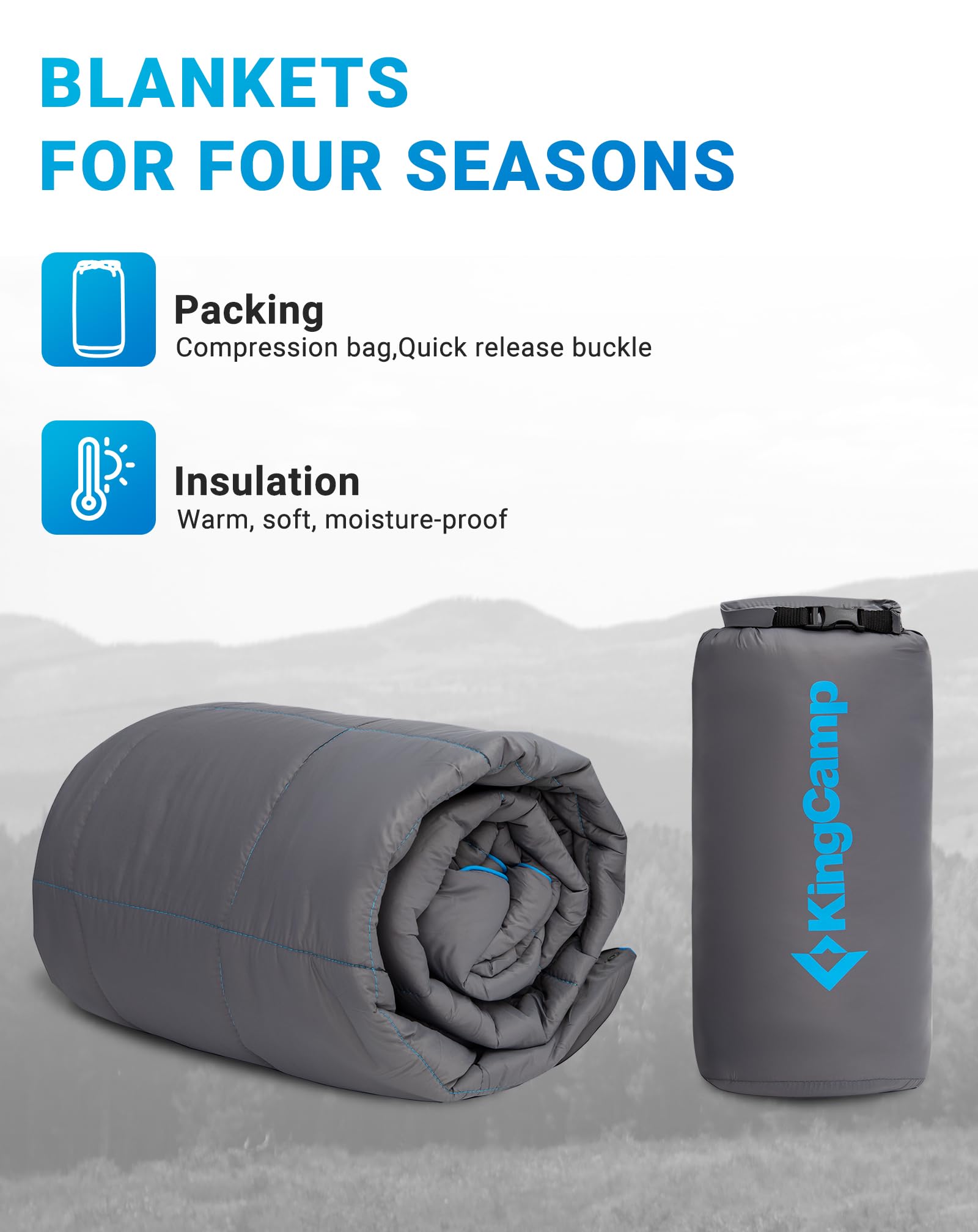 KingCamp ultralight blanket in stadium seats for weather-ready comfort.