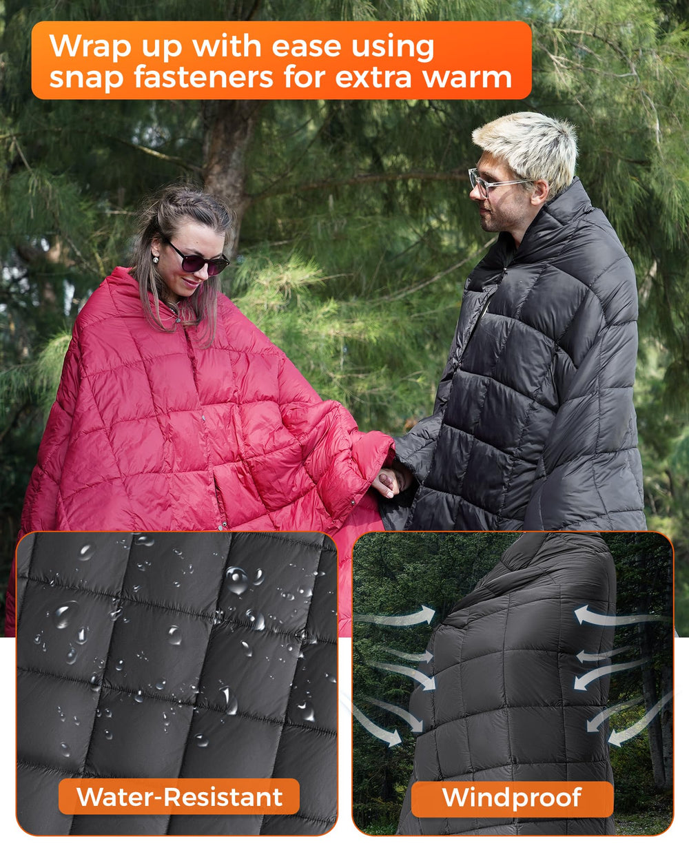 KingCamp blanket with rain-ready fabric stays warm and dry during light rain
