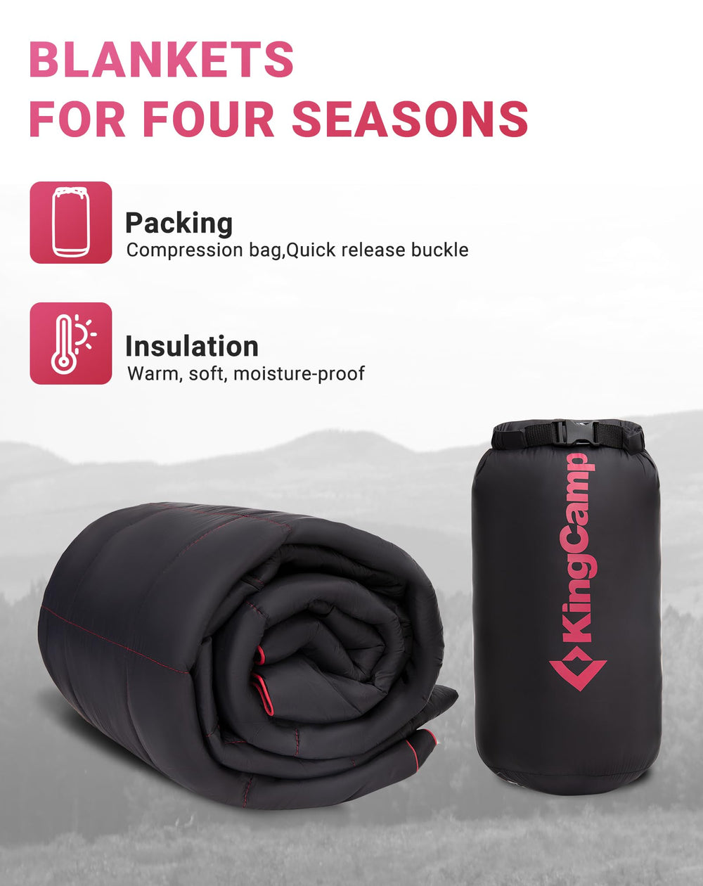 KingCamp ultralight blanket triple-stitched seams ensure durable outdoor use.