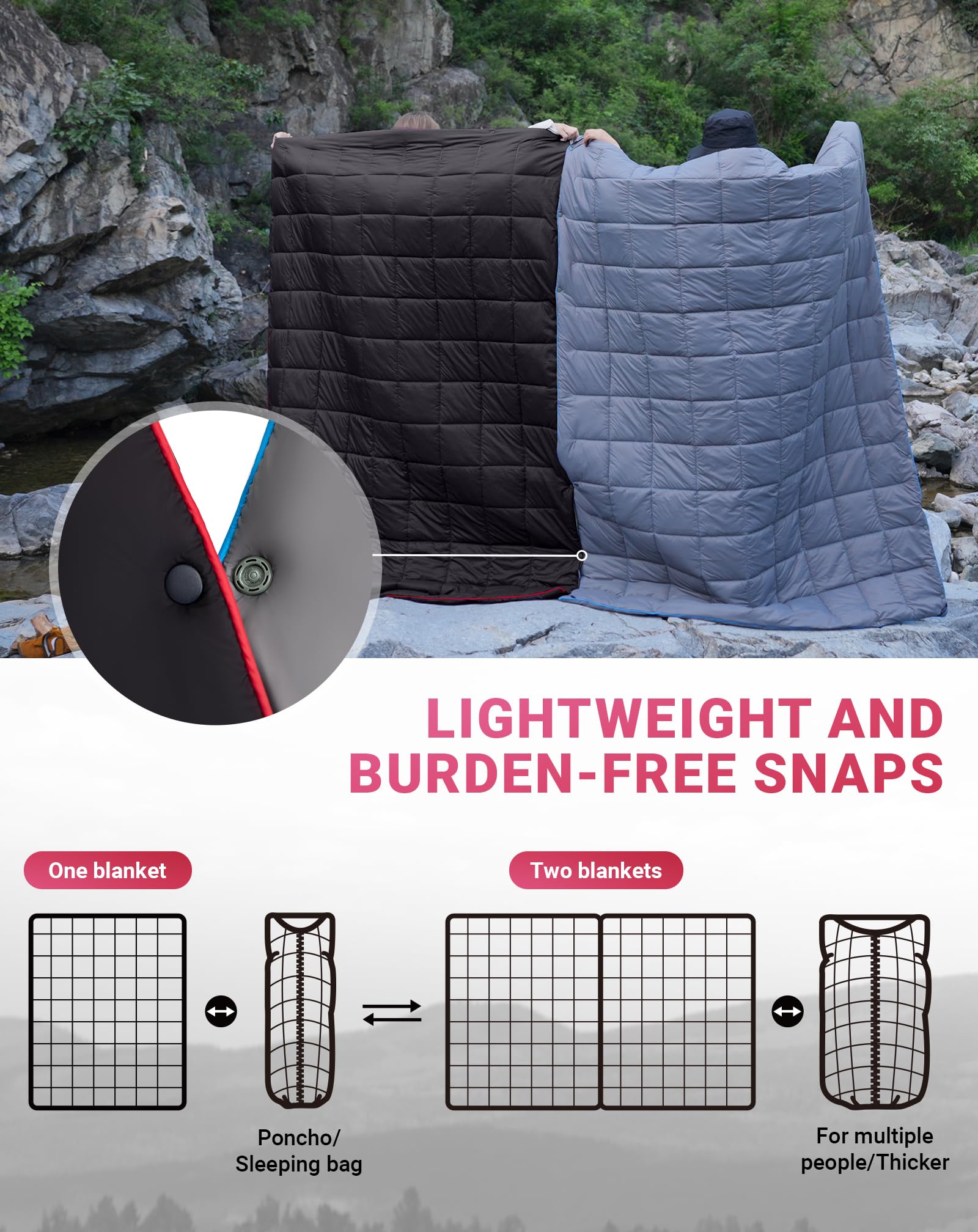 KingCamp ultralight blanket Warm Loft fill provides soft warmth.