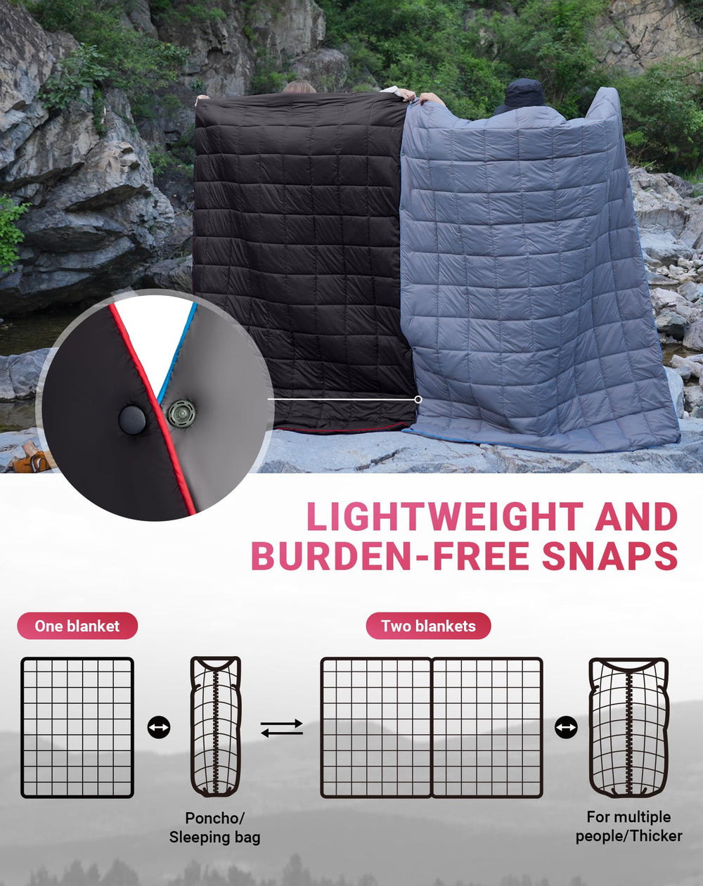 KingCamp ultralight blanket Warm Loft fill provides soft warmth.