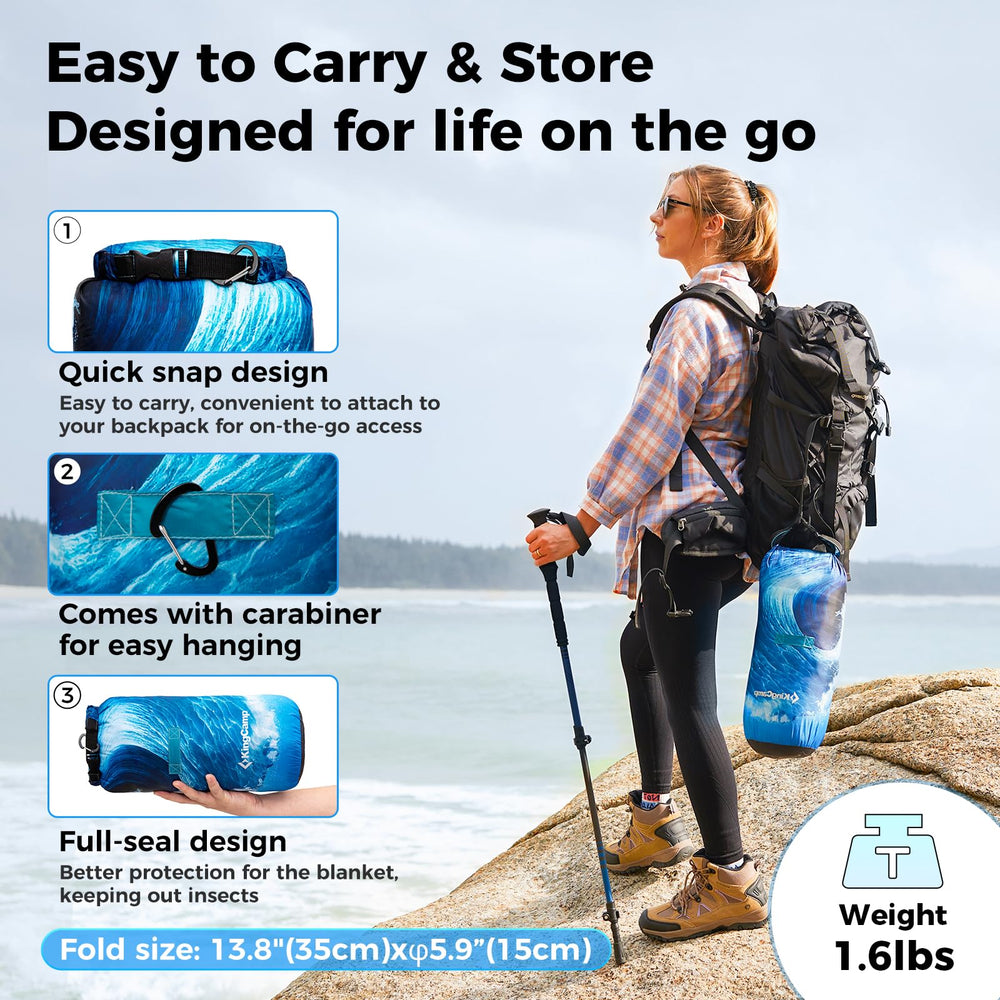 KingCamp Ultralight Blanket water-resistant surface resists splashes.