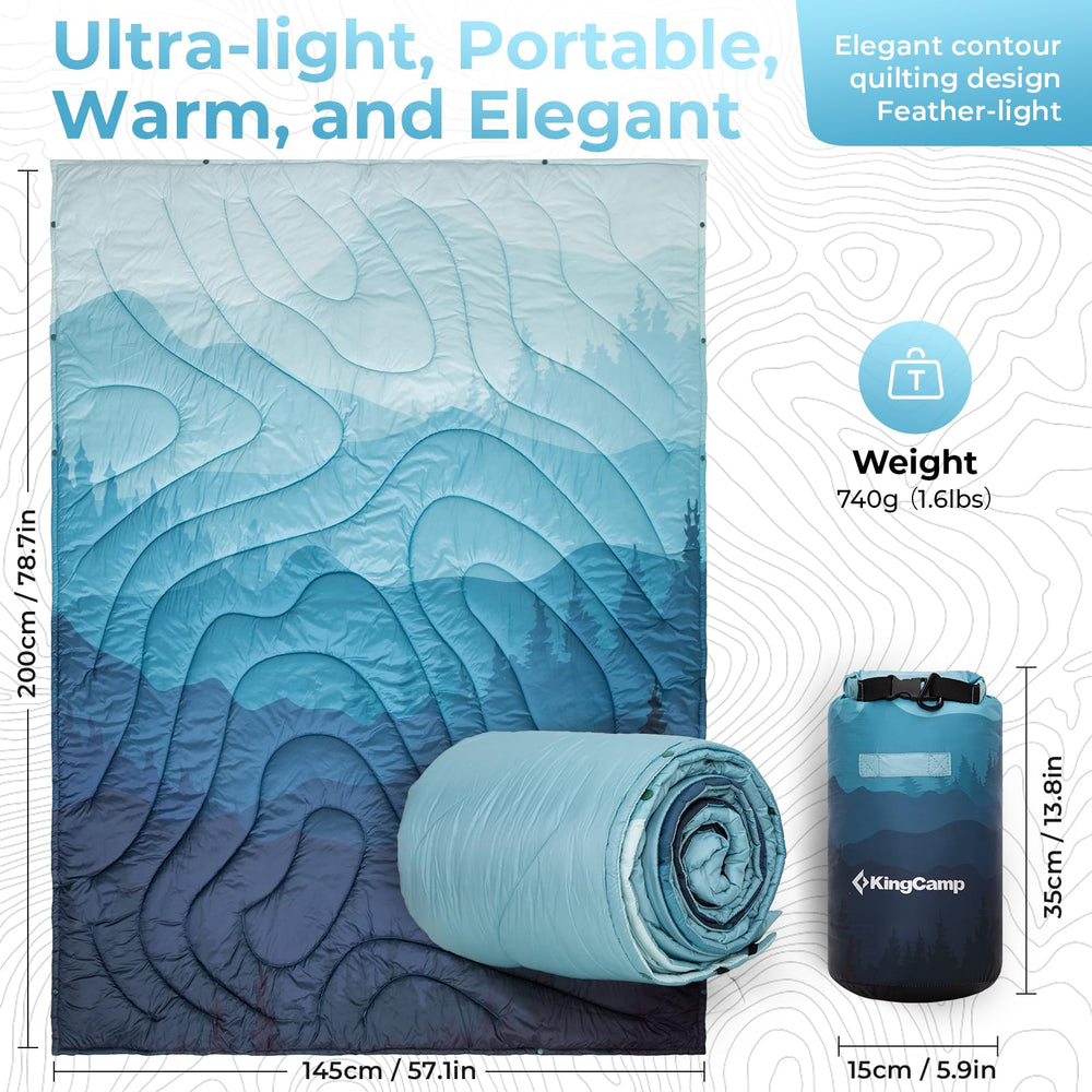 KingCamp ultralight blanket worn as wearable shawl for hands-free warmth