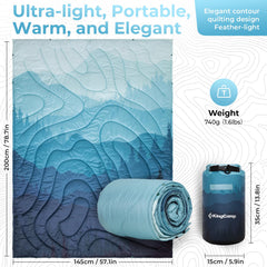 KingCamp ultralight blanket worn as wearable shawl for hands-free warmth
