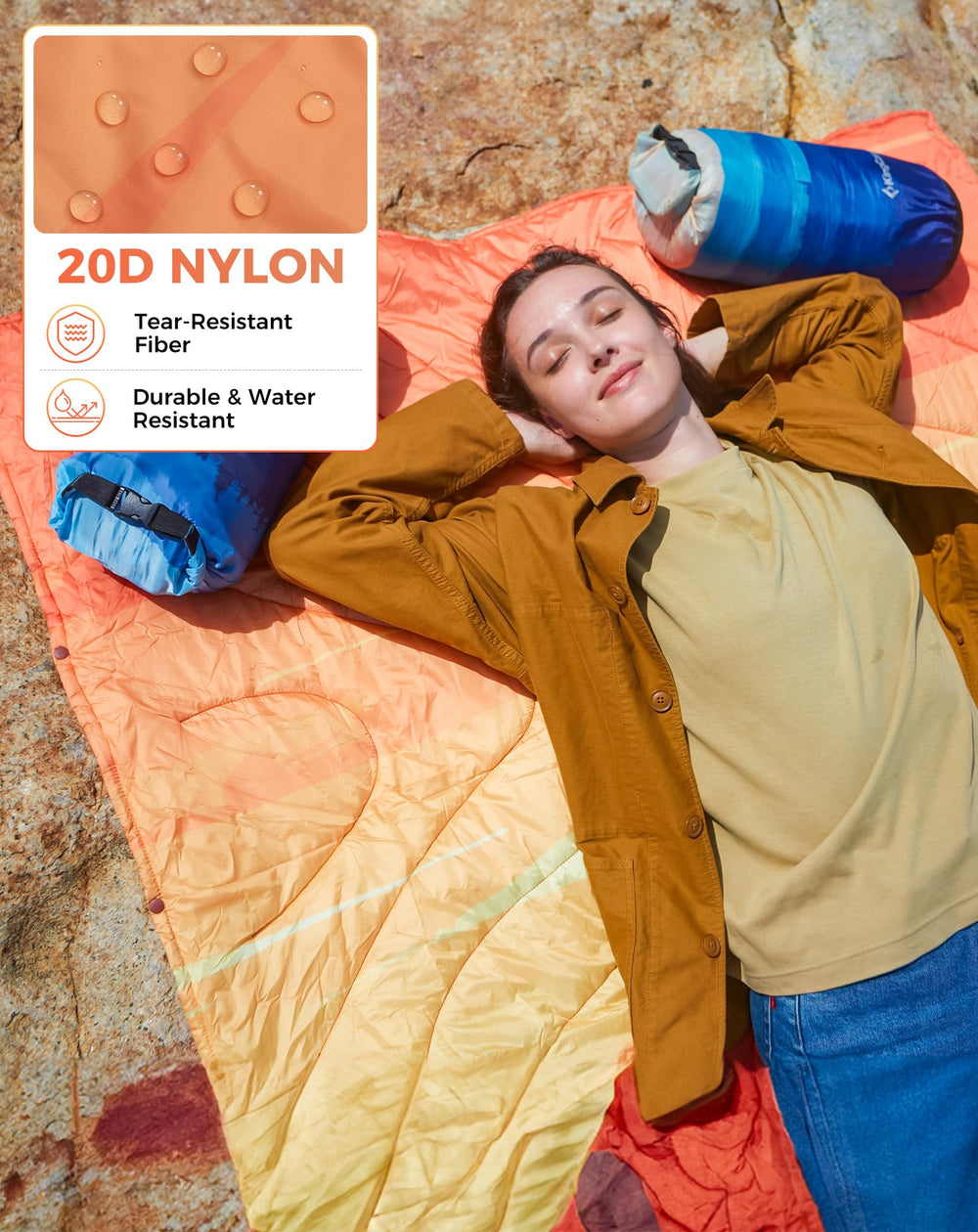 KingCamp ultralight blanket with weatherproof shell shields against wind