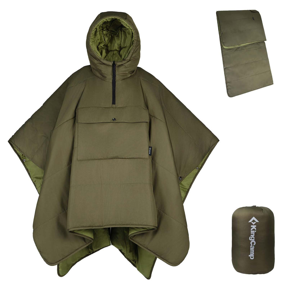 KingCamp wearable hoodie poncho folded compact for travel warmth