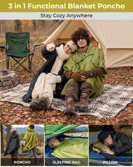 KingCamp wearable hoodie poncho reversible design offering two looks