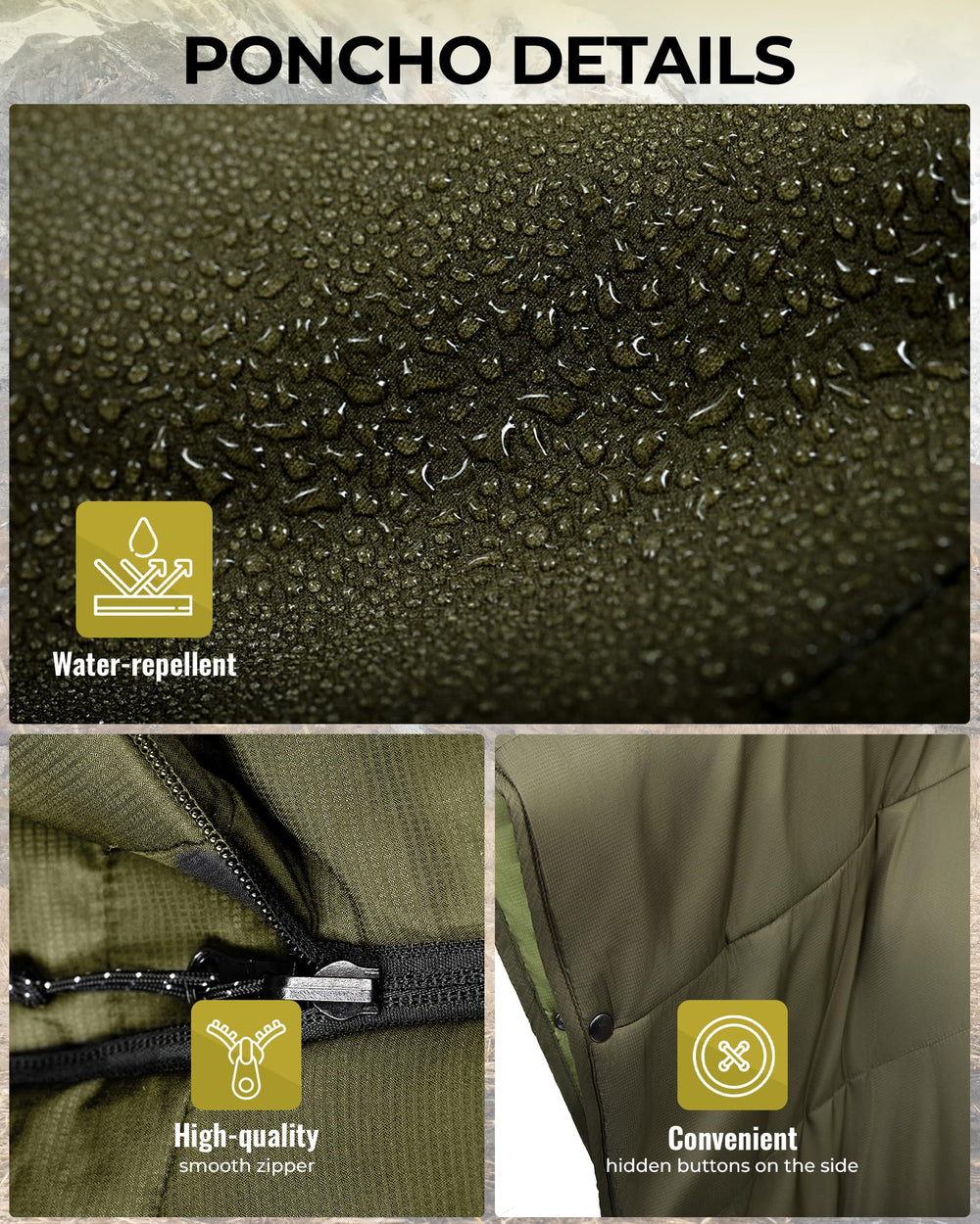 KingCamp wearable hoodie poncho travel-pillow function for resting on trips