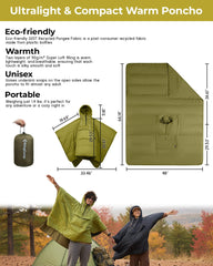 KingCamp wearable hoodie poncho worn as poncho for hands-free warmth outdoors