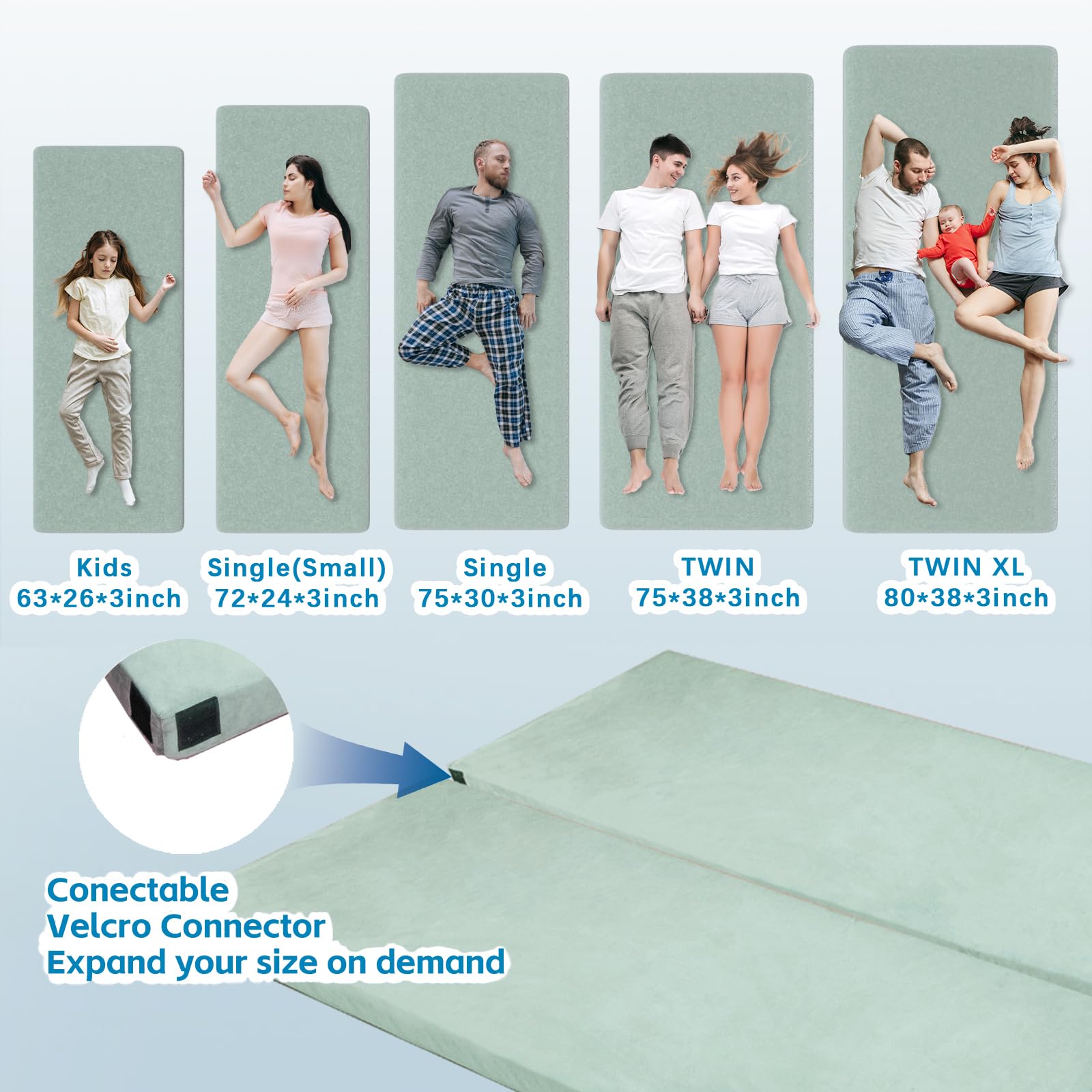 KingChii memory foam camping mattress folded in travel bag for road trips