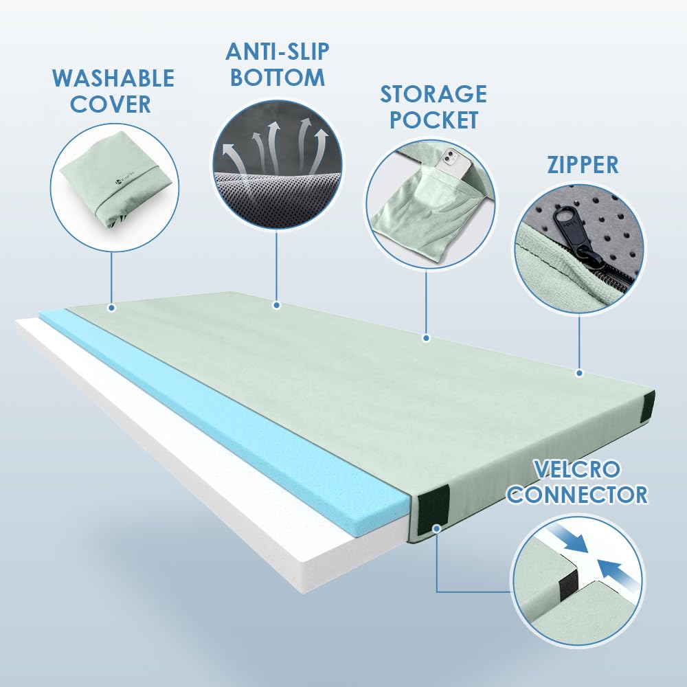 KingChii memory foam camping mattress waterproof coating on bottom protects foam from moisture
