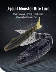 KINGDOM J-Joint Monster Bite lure showing 1:1 tail for realistic swimming