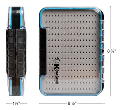 Transparent lid displaying large freshwater and saltwater flies