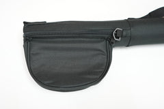 Close-up of the tough plastic end cap on the rod case