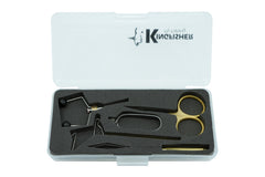 Kingfisher Fly Tying Intro Tool Kit Brass in travel case