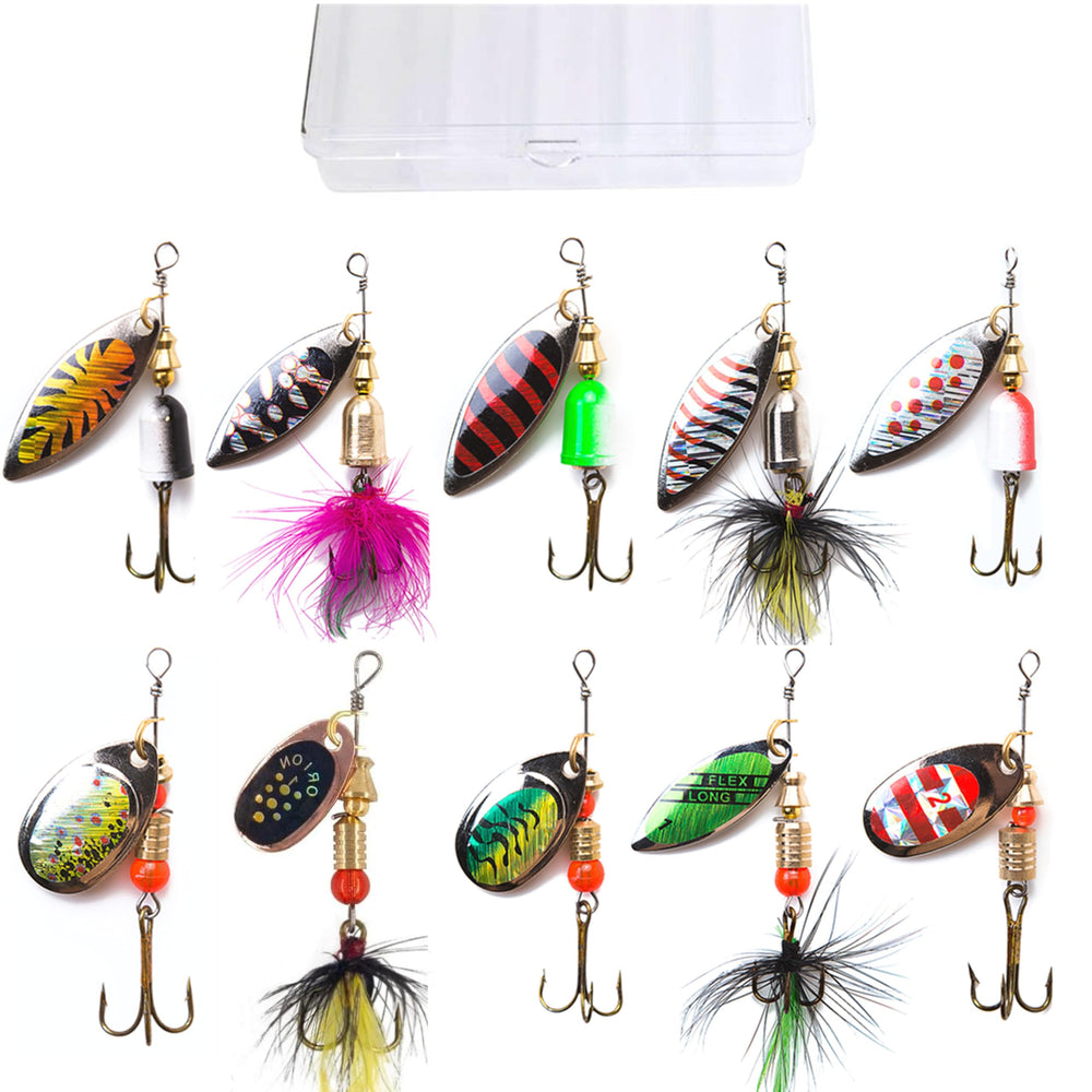 KINGFOREST 10-Piece Spinnerbait Lures Kit – front view with lure assortment