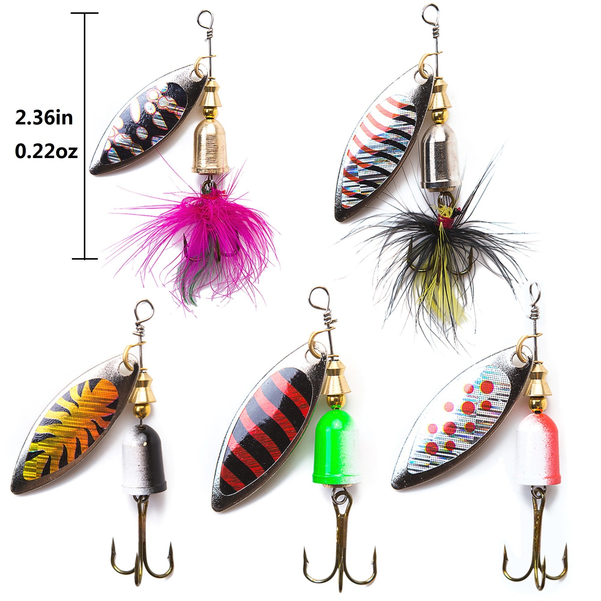 Close-up of spinnerbait blades and UV sleeves