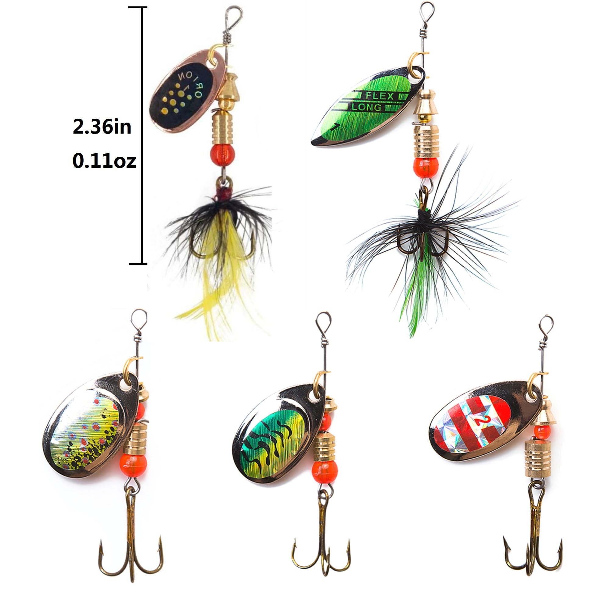 Five 0.22 oz and five 0.11 oz spinnerbaits laid out
