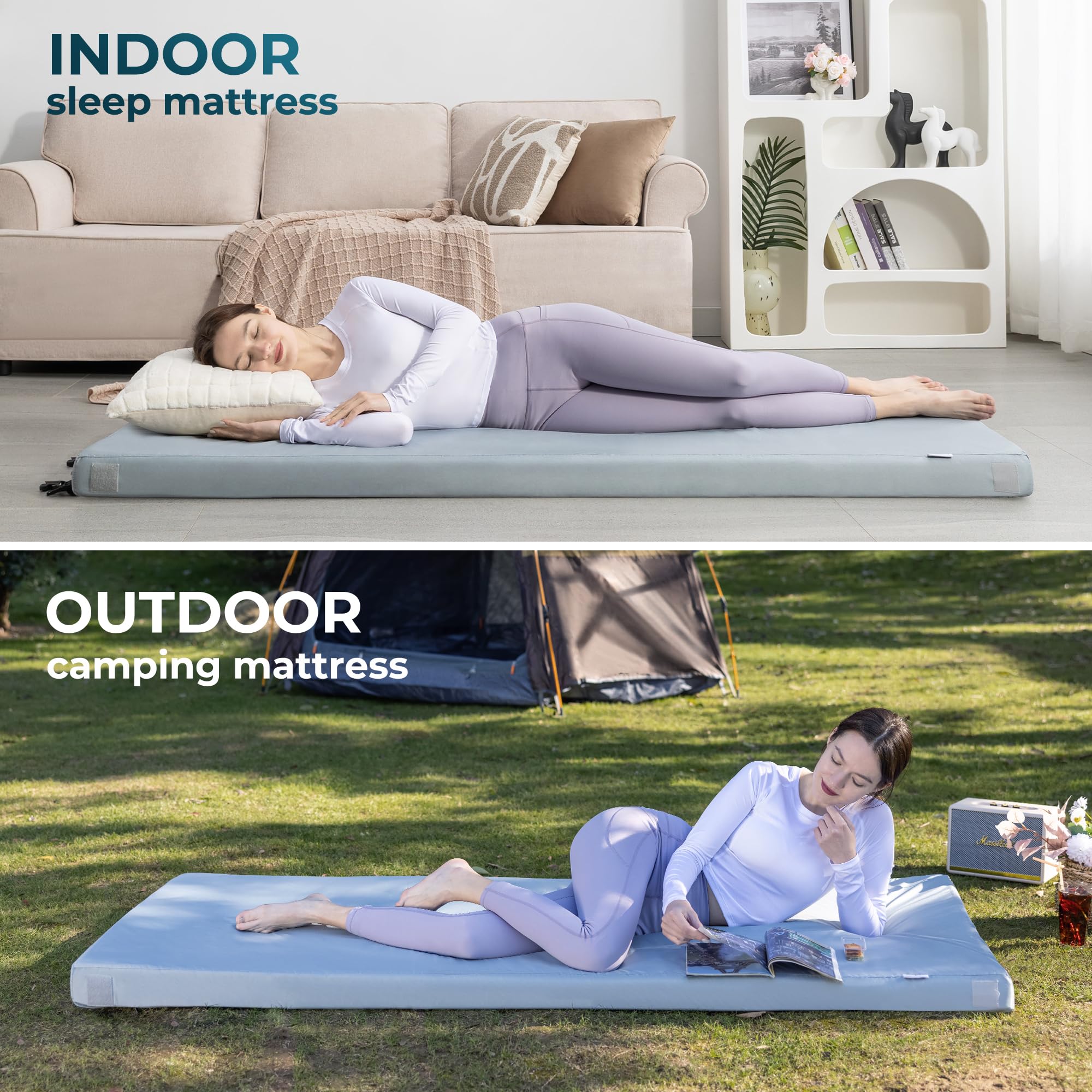 Kingfun 3-inch foam layer provides cushioned support for comfortable floor sleeping.