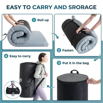 Kingfun memory foam camping pad features 2-inch high-density foam for stable support.