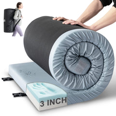 Kingfun memory foam camping pad cover shows a clean waterproof surface for damp ground, durable moisture protection.