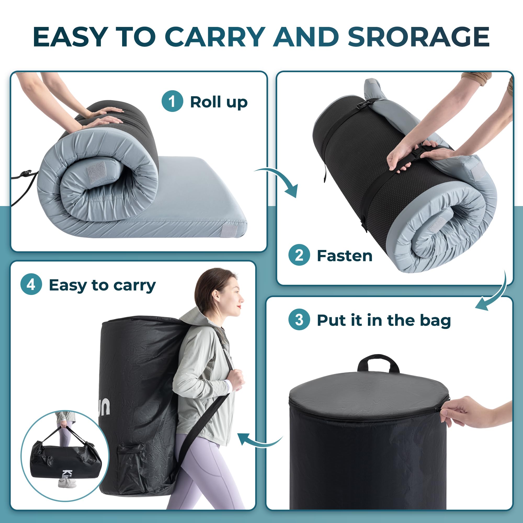 Kingfun non-slip bottom keeps the pad anchored on damp or uneven ground.