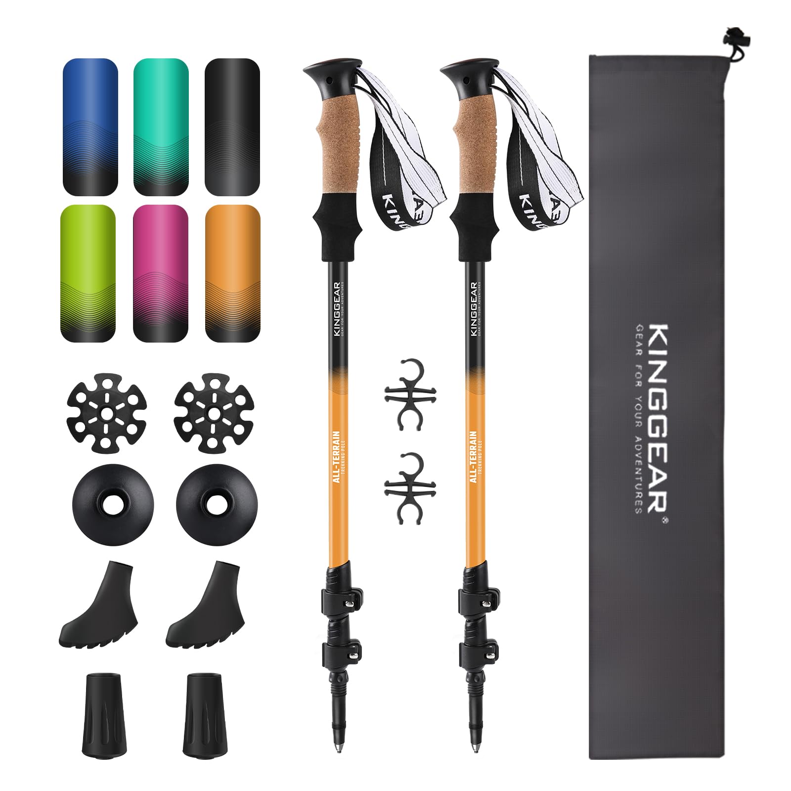 KINGGEAR Nordic Walking Stick extended height demonstrates adjustable range for family use