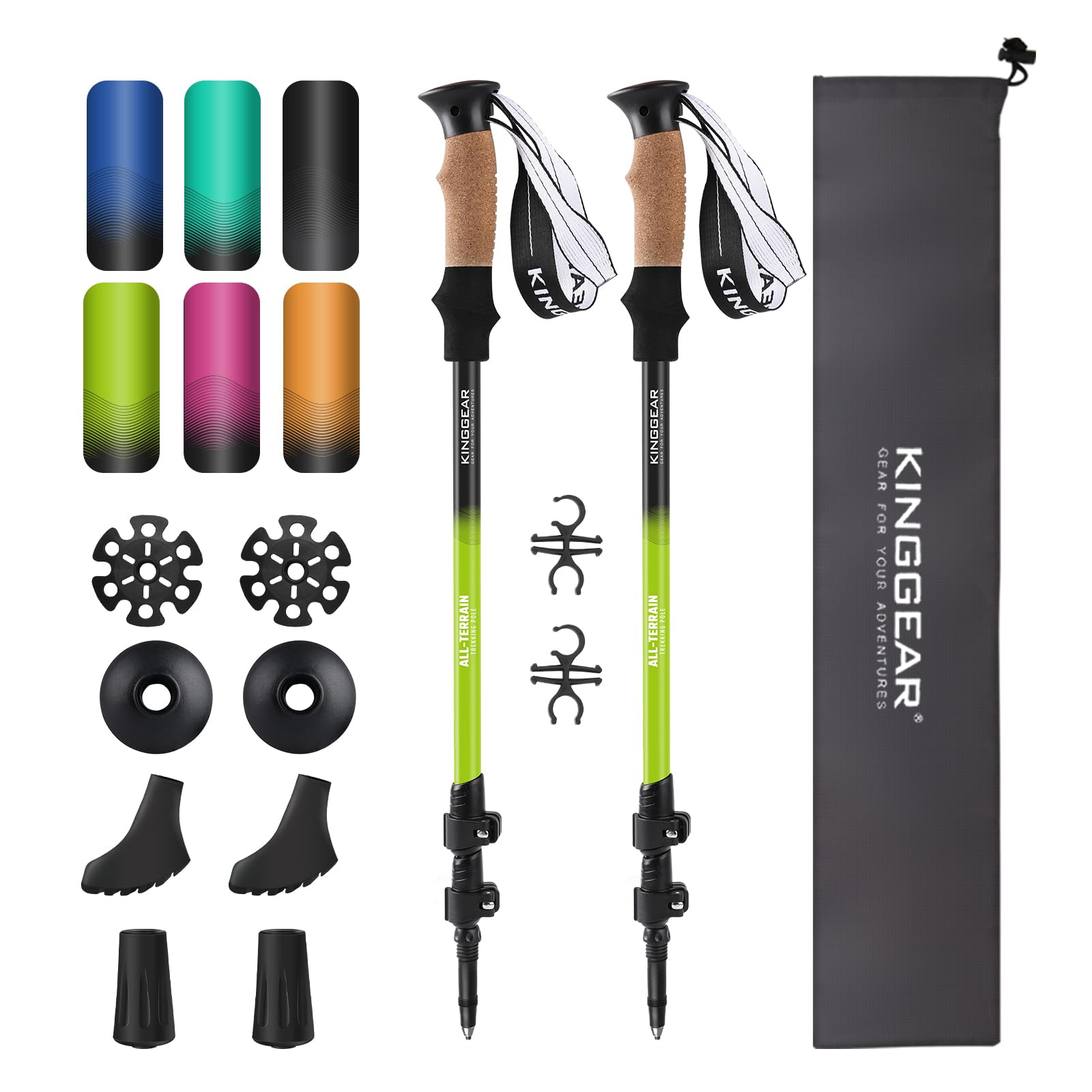 KINGGEAR Nordic walking stick extended length for adjustable reach on trails