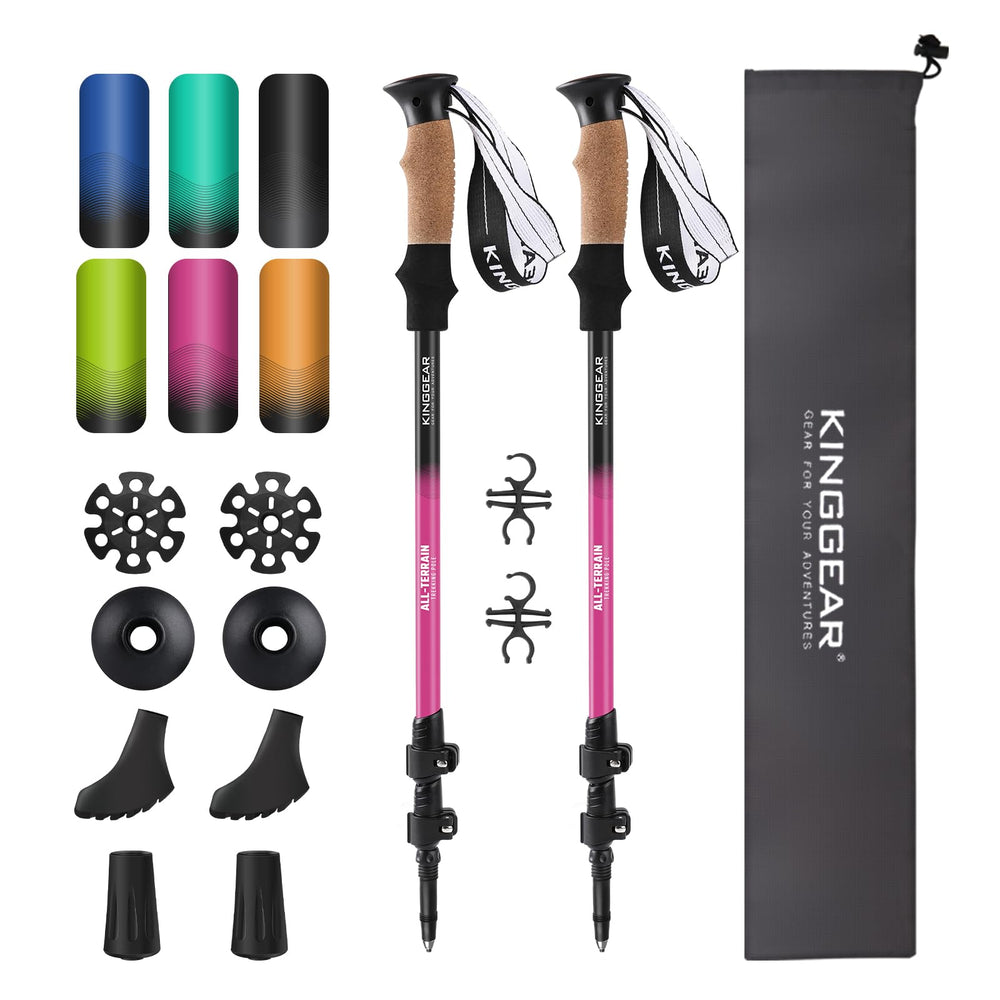 KINGGEAR Nordic Walking Stick grip close shows cork grip for sweat-wicking comfort on long hikes