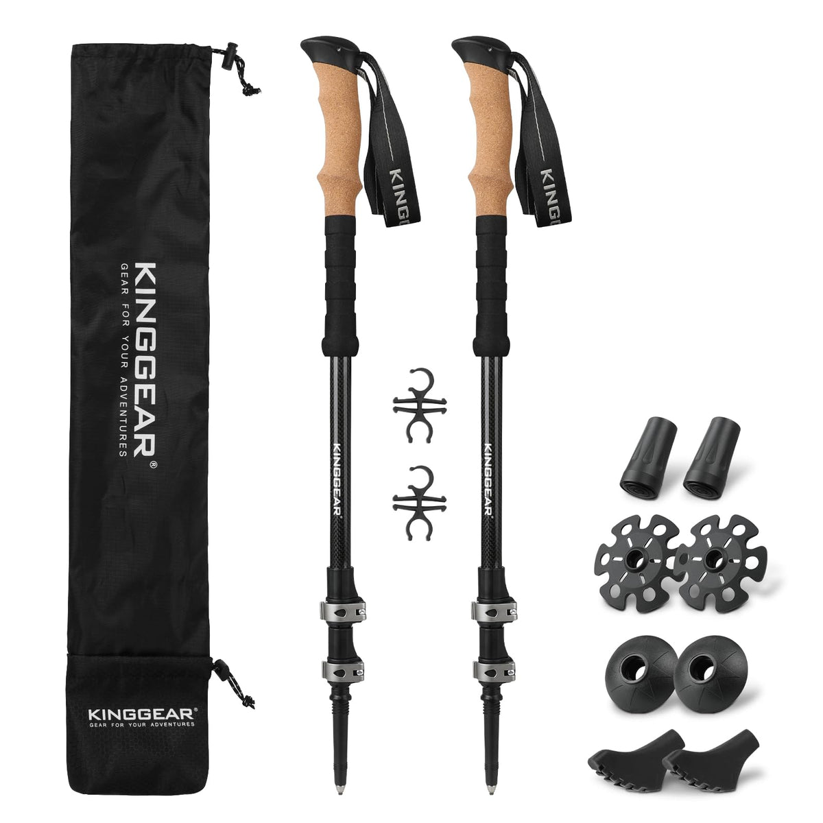 KINGGEAR TPC-3K carbon fiber poles ultralight for effortless trail maneuvers