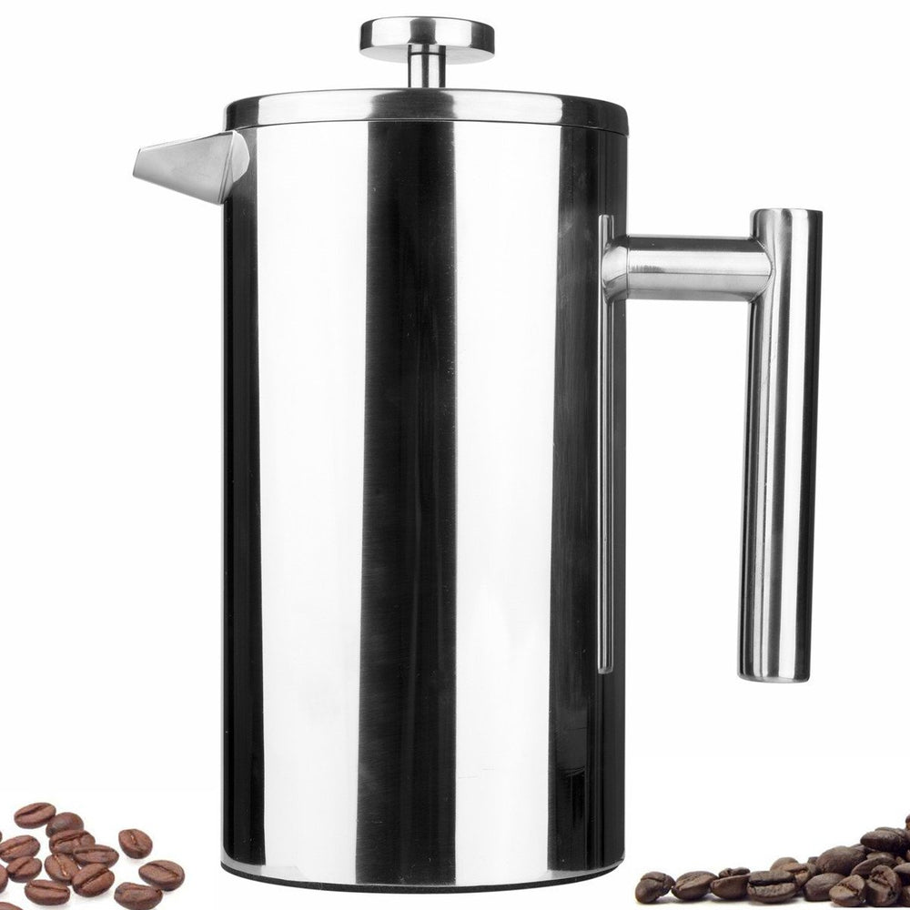 Kingnice 8-cup camping French press in full view for outdoor brewing.