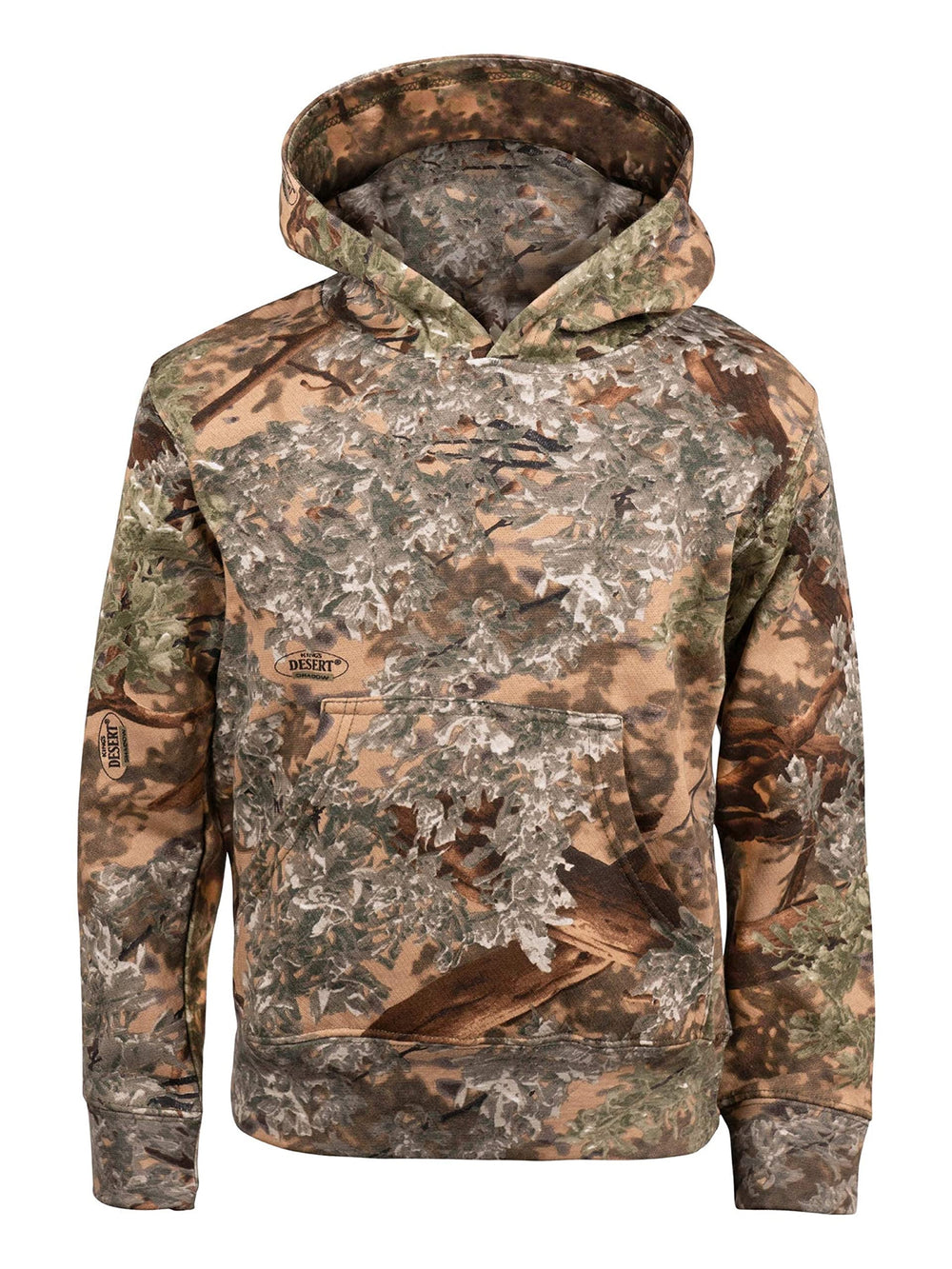 King's Camo KCK215 Desert Shadow hoodie front view for outdoor concealment and comfort