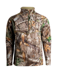 King's Camo Men's Hunter One-Quarter Zip front view shows breathable grid fleece for layering