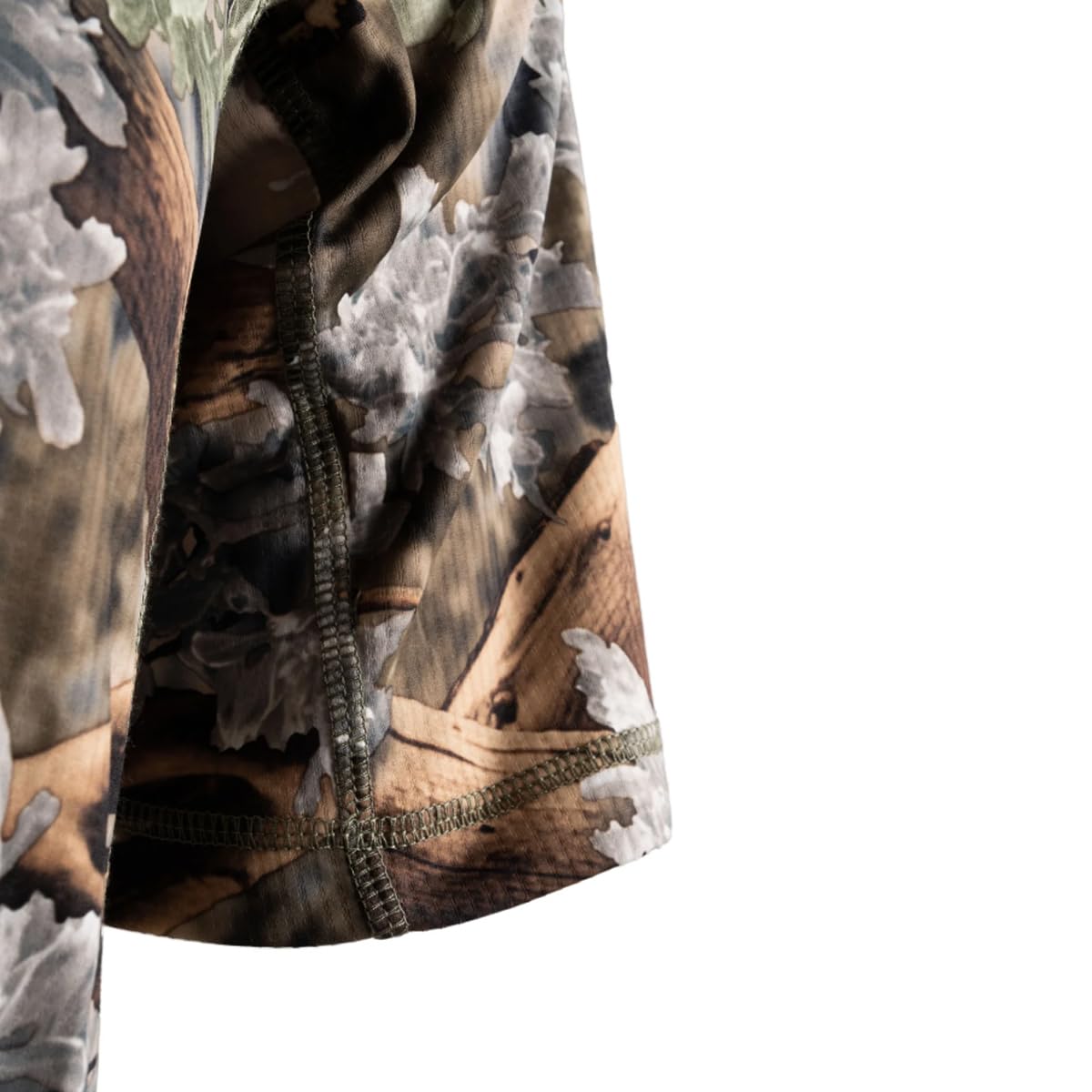 King's Camo XKG Elevation Tee Desert Shadow fabric detail shows flatlock seams