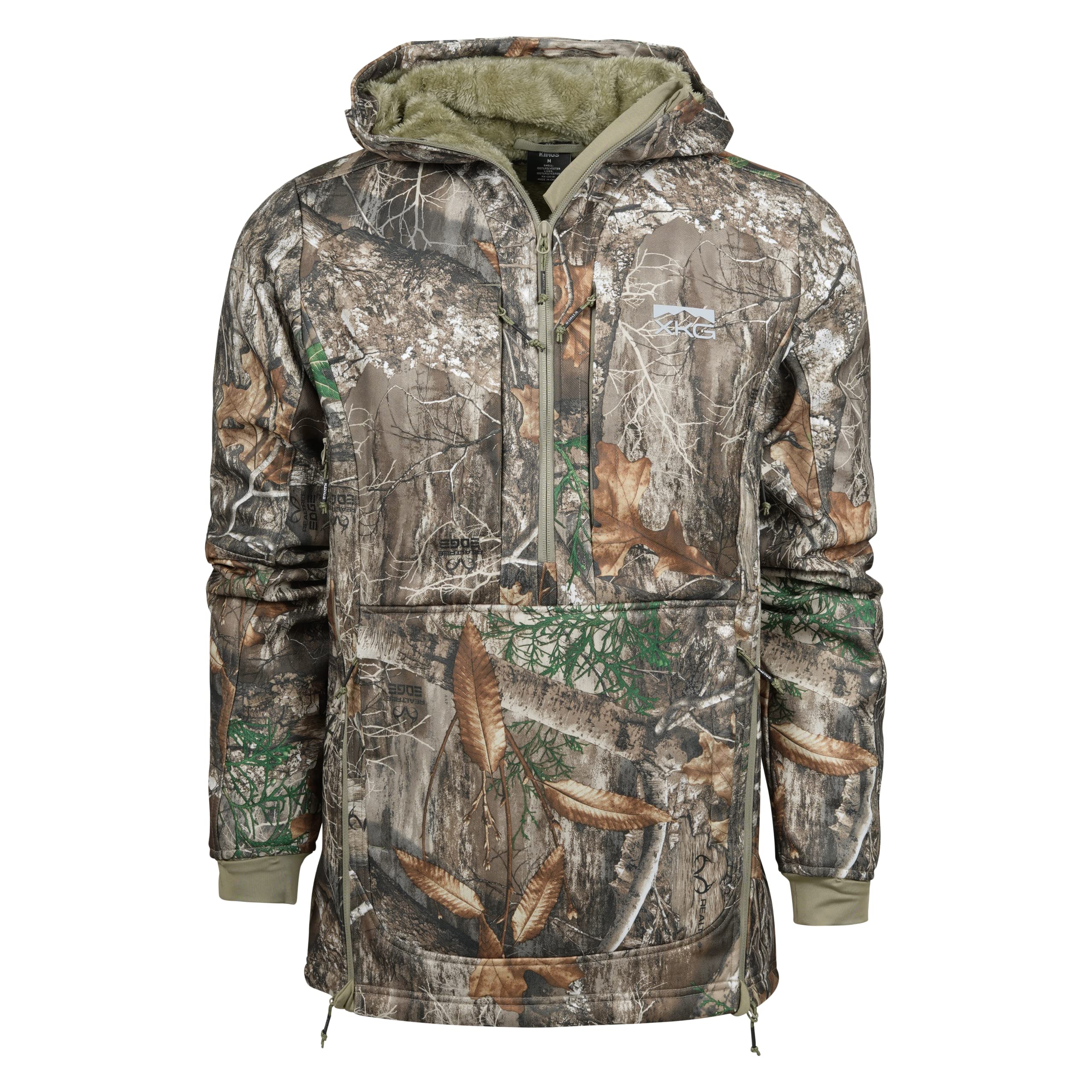 King's Camo XKG Wind-Defender Anorak Realtree Edge front view showing windproof fabric