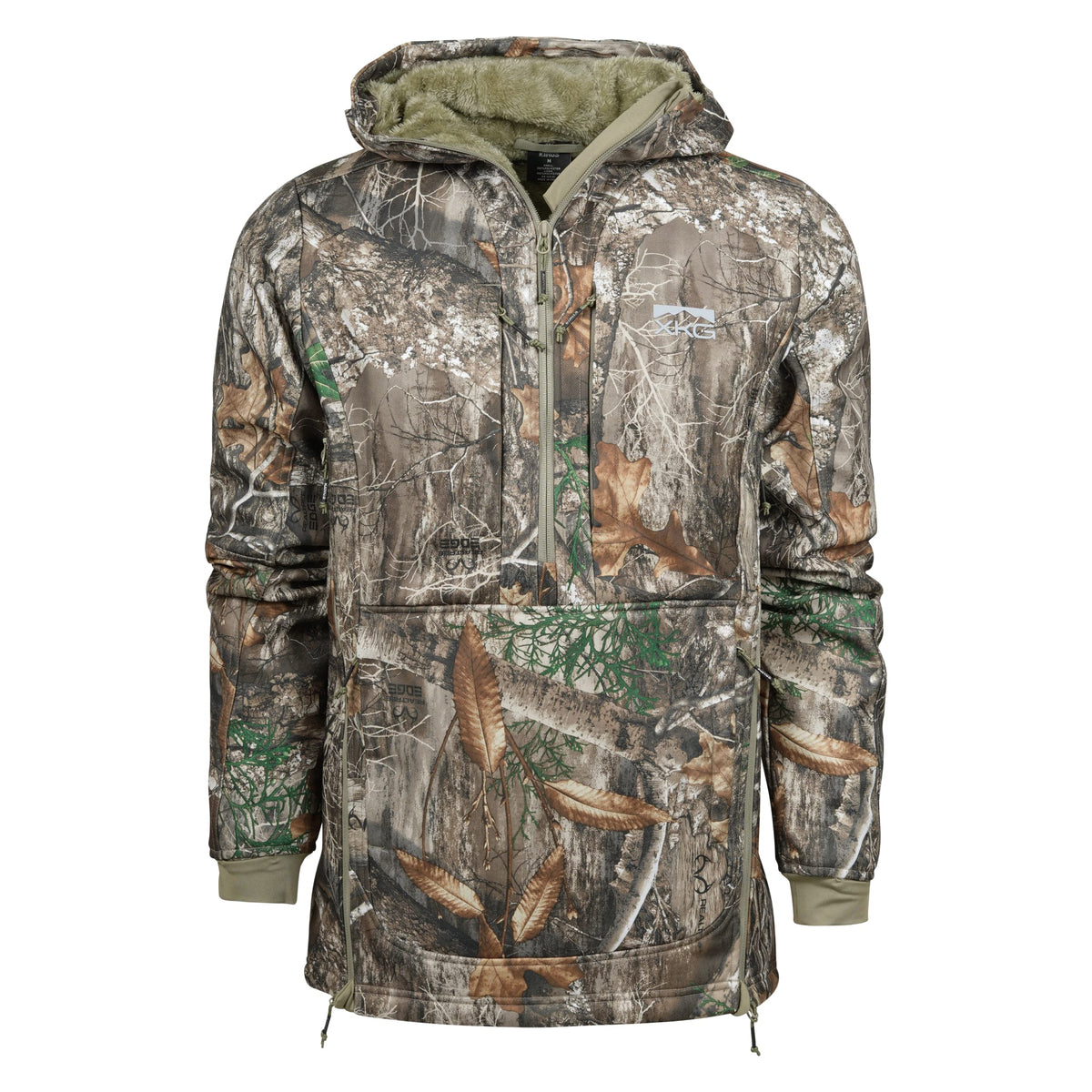 King's Camo XKG Wind-Defender Anorak Realtree Edge front view showing windproof fabric