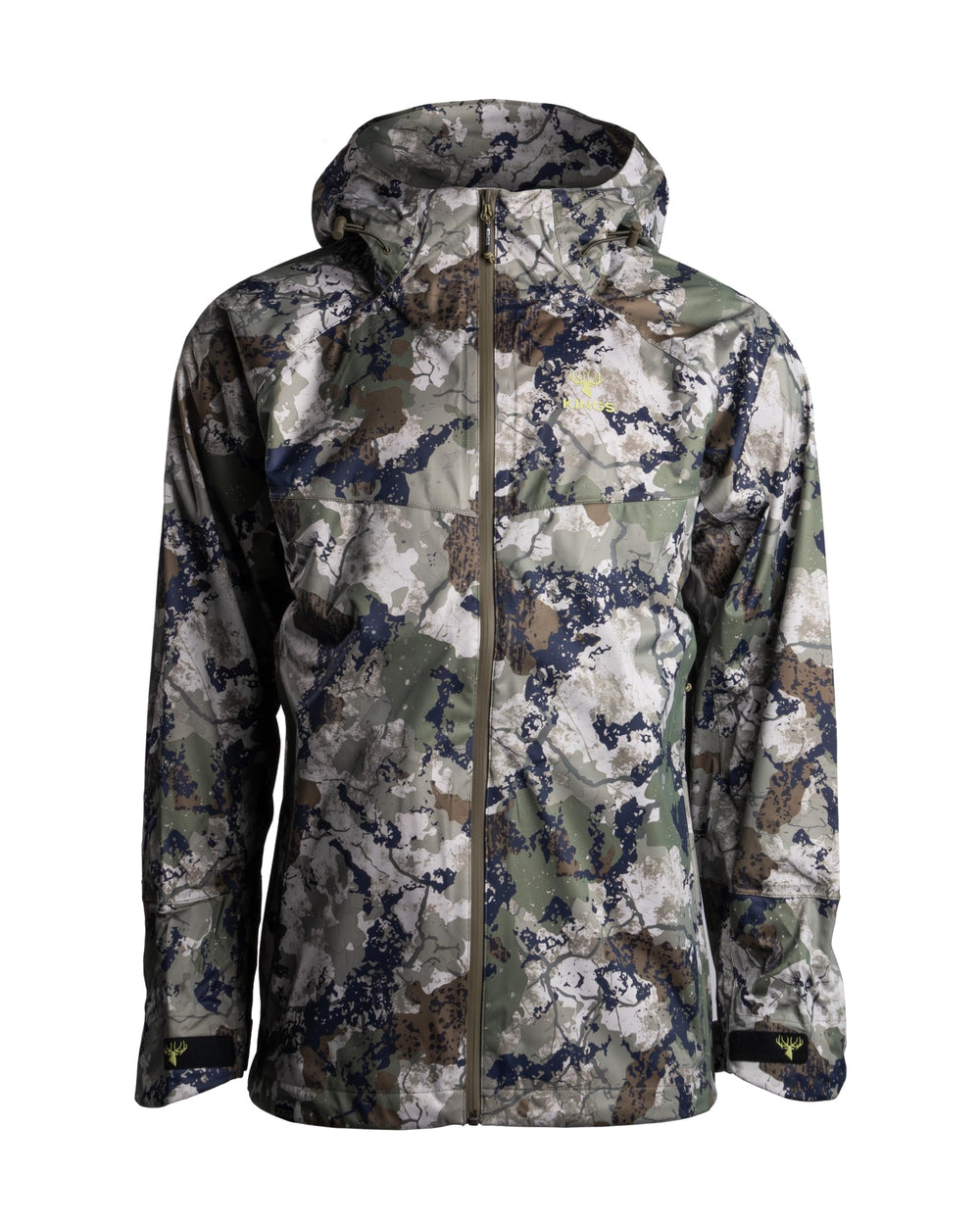 King's Camo XKG Windstorm Rain Jacket front view showing waterproof shell for rainy hunts.